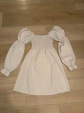 Womans Cream Puff-Sleeve Smocked Bodice Dress